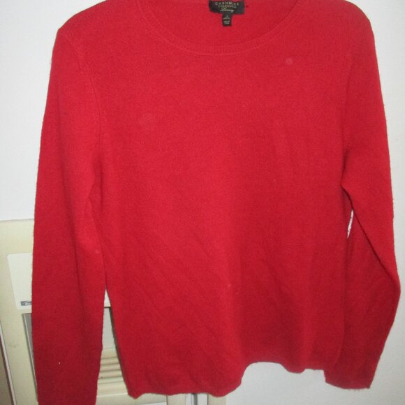 Charter Club cashmere red crewneck sweater, size L - Picture 1 of 2